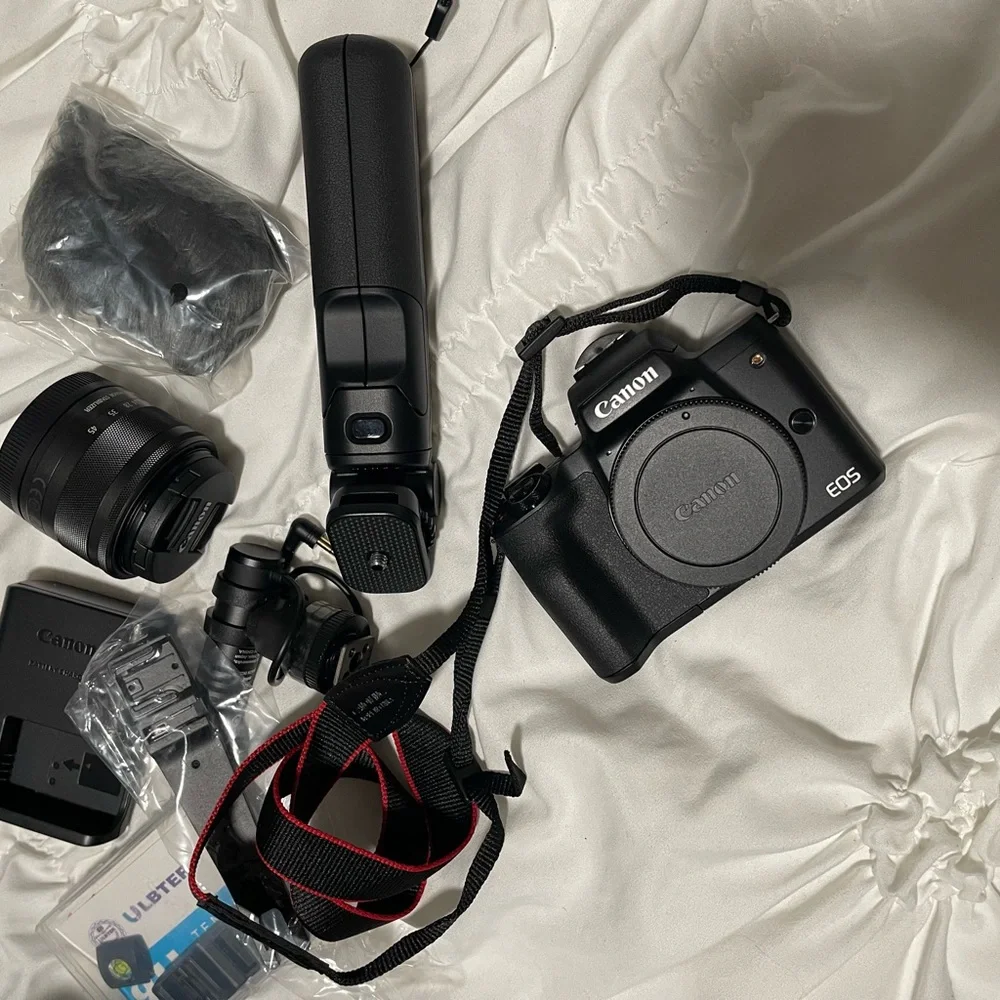 Canon Black Digital Camera with Lens and Grip
